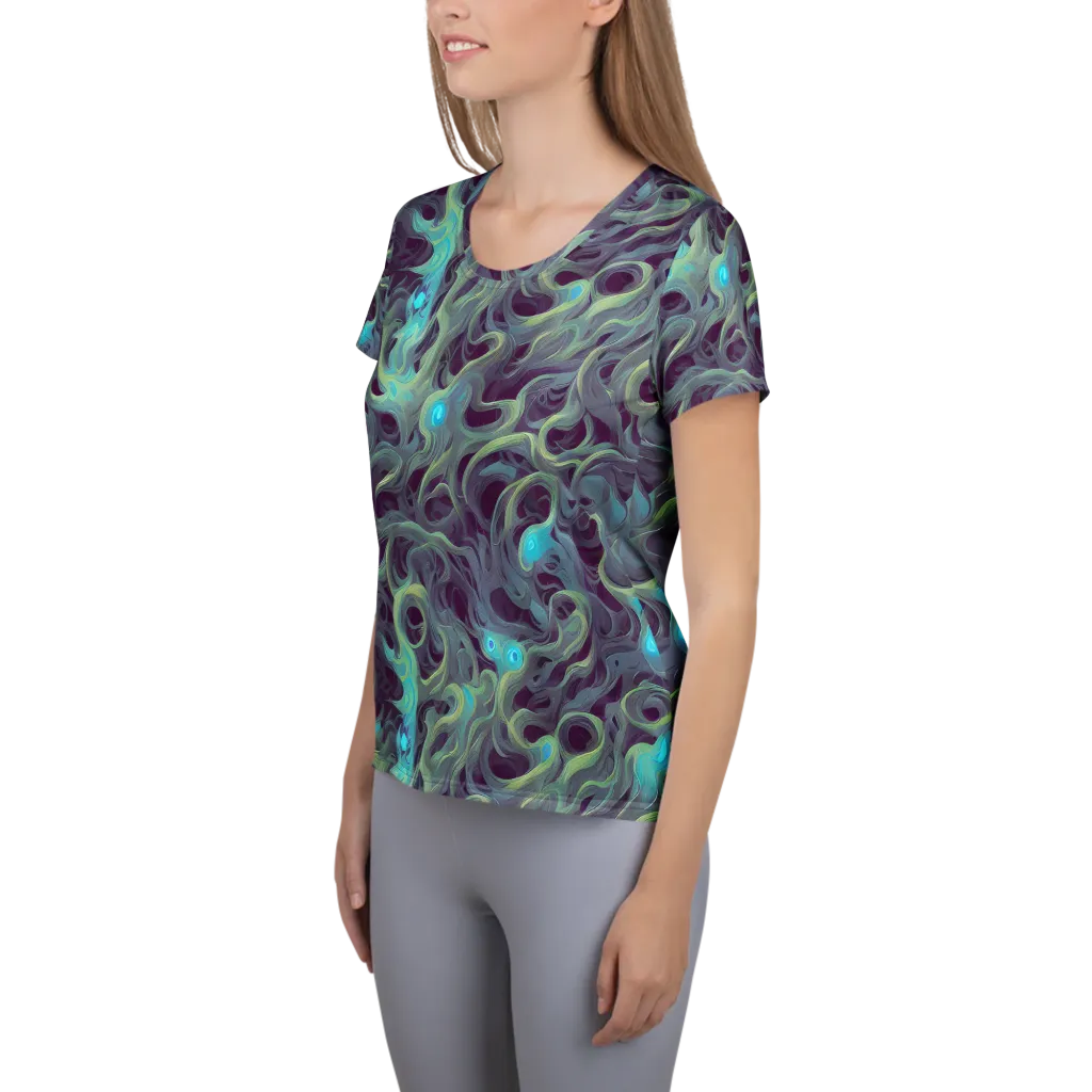 Aqua Apparition on Women's Athletic T-Shirt — Left