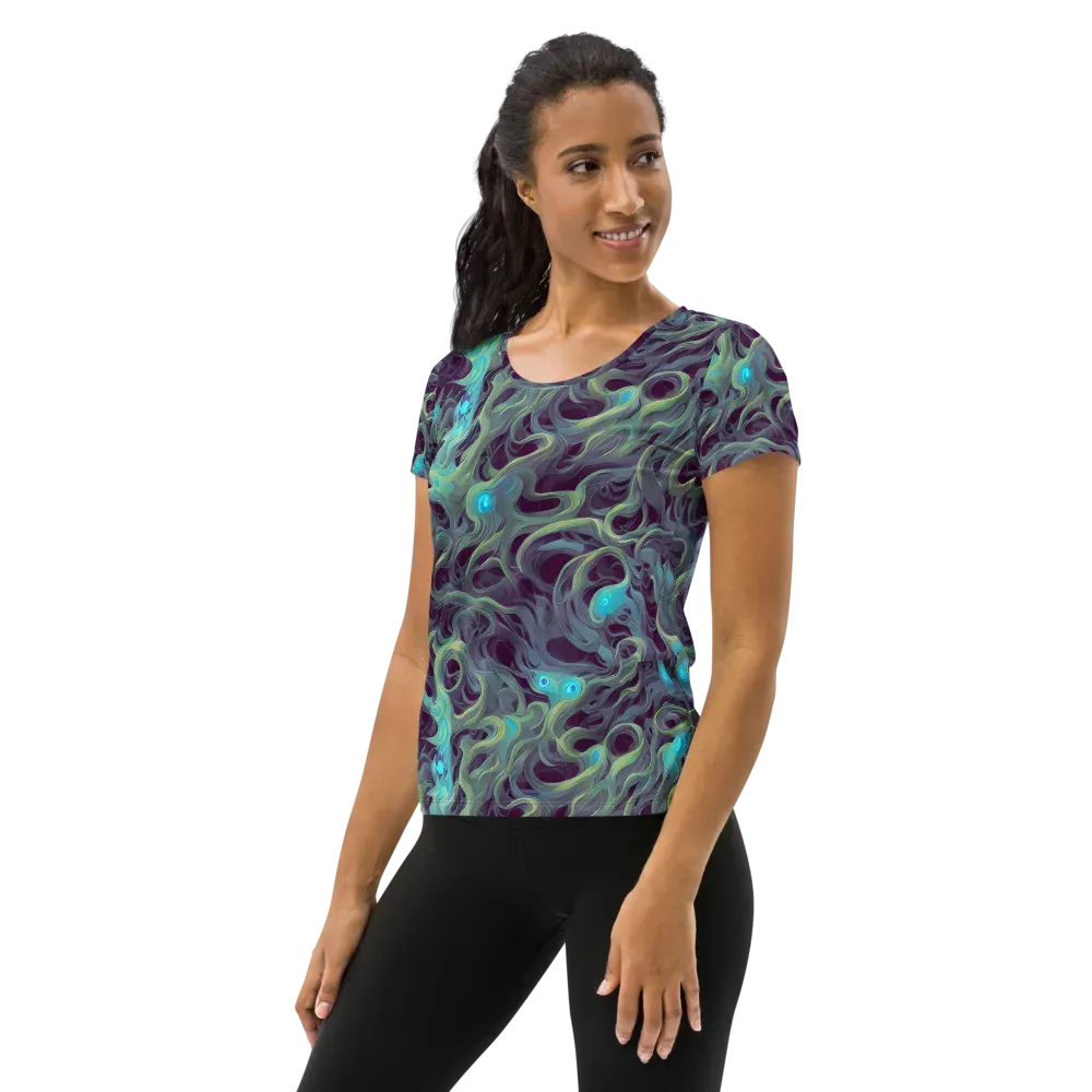 Aqua Apparition on Women's Athletic T-Shirt — Left