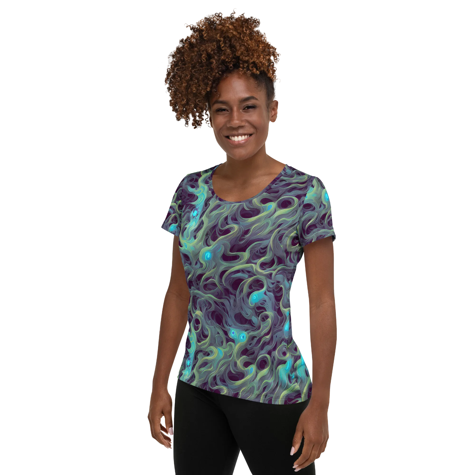 Aqua Apparition on Women's Athletic T-Shirt — Left