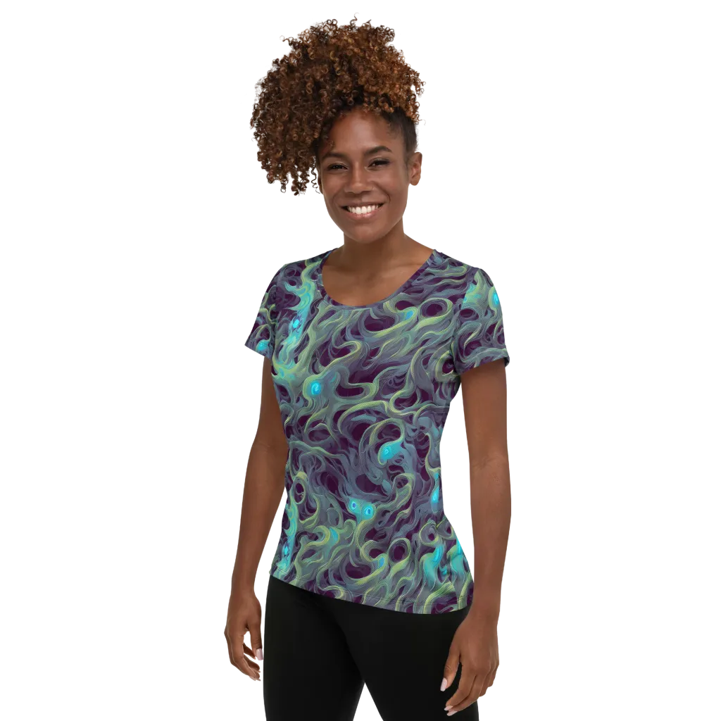 Aqua Apparition on Women's Athletic T-Shirt — Left