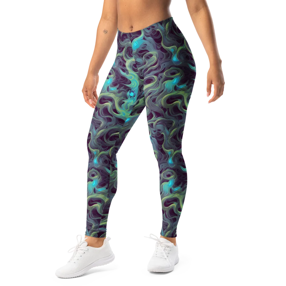 Aqua Apparition on Leggings — Left Front