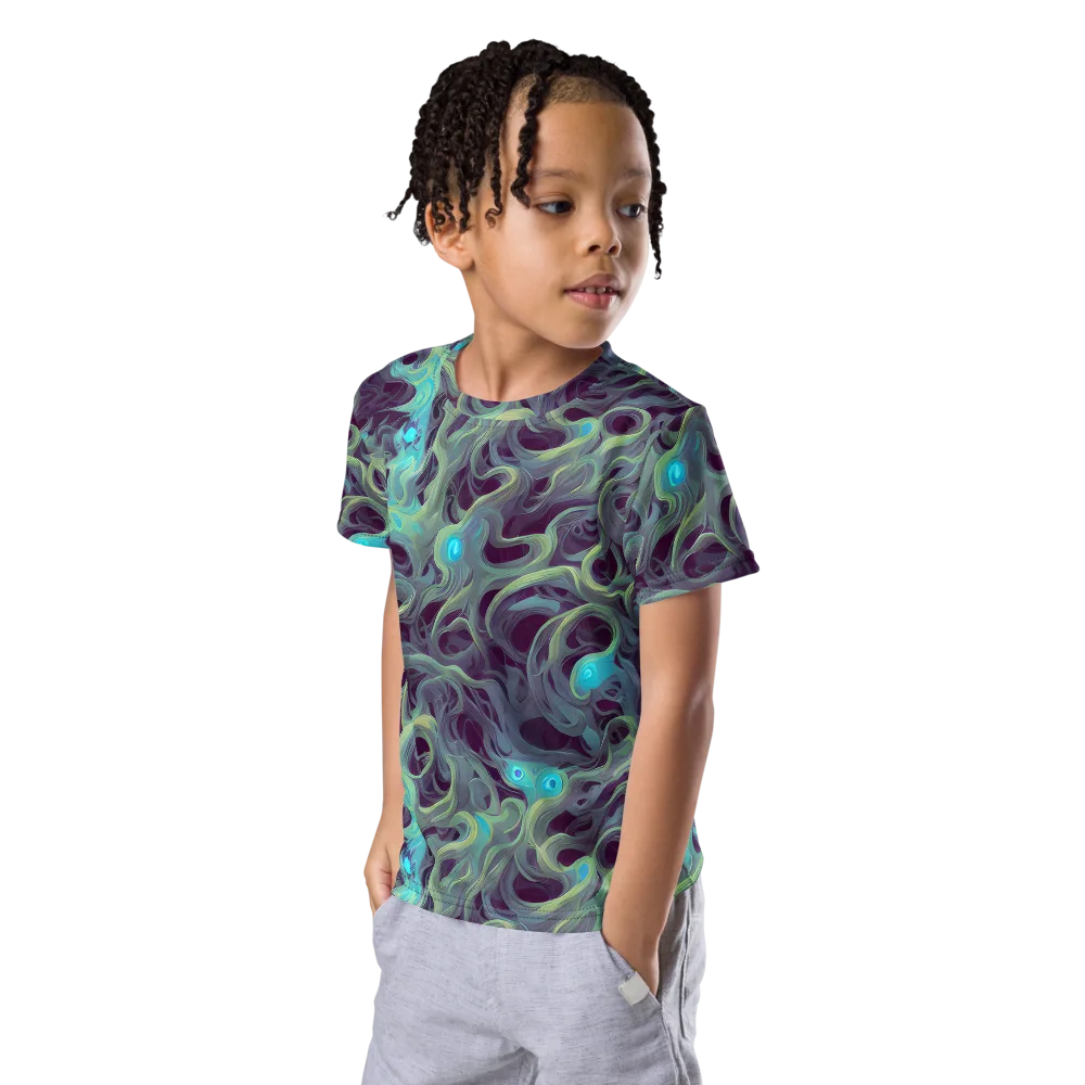 Aqua Apparition on Kids Crew Neck T-Shirt — Left Front
