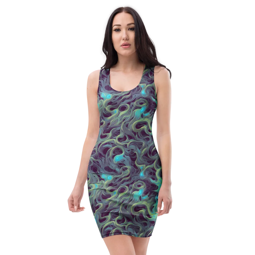 Aqua Apparition on Bodycon Dress — Front