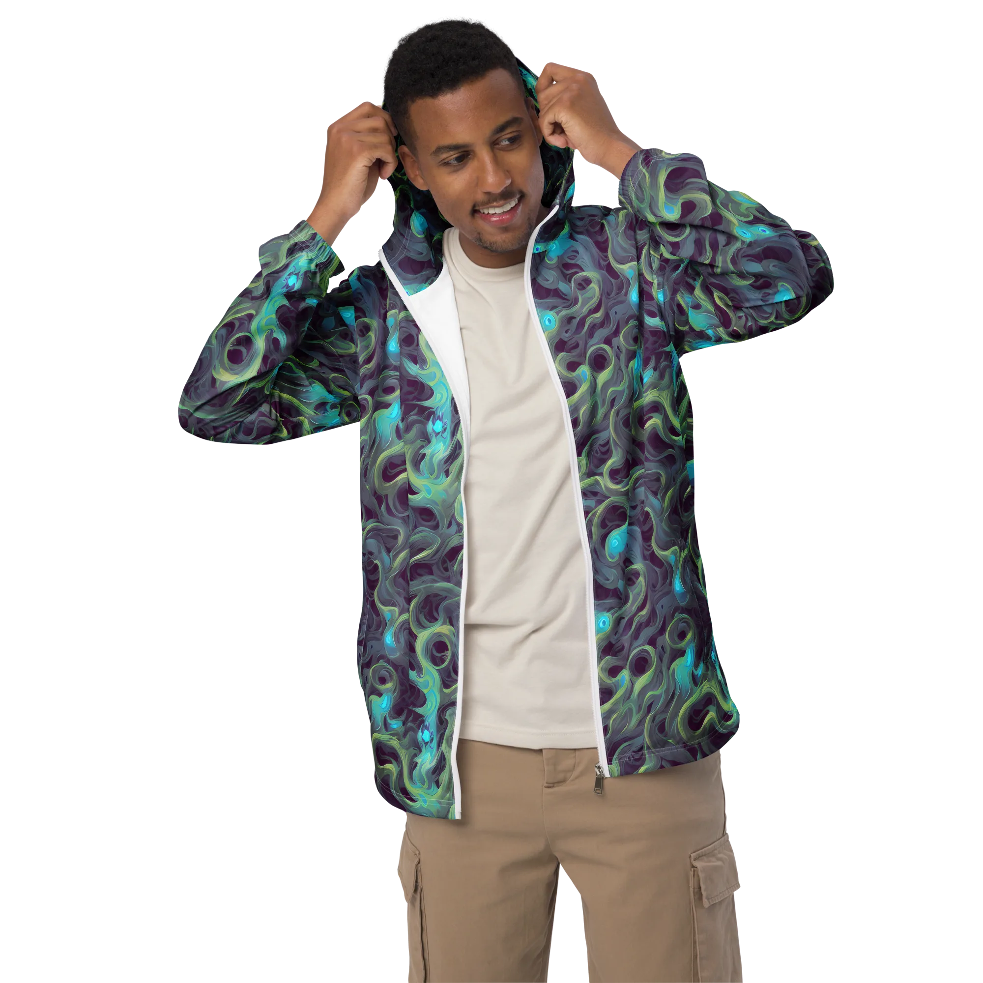 Aqua Apparition on Men's Windbreaker — Front
