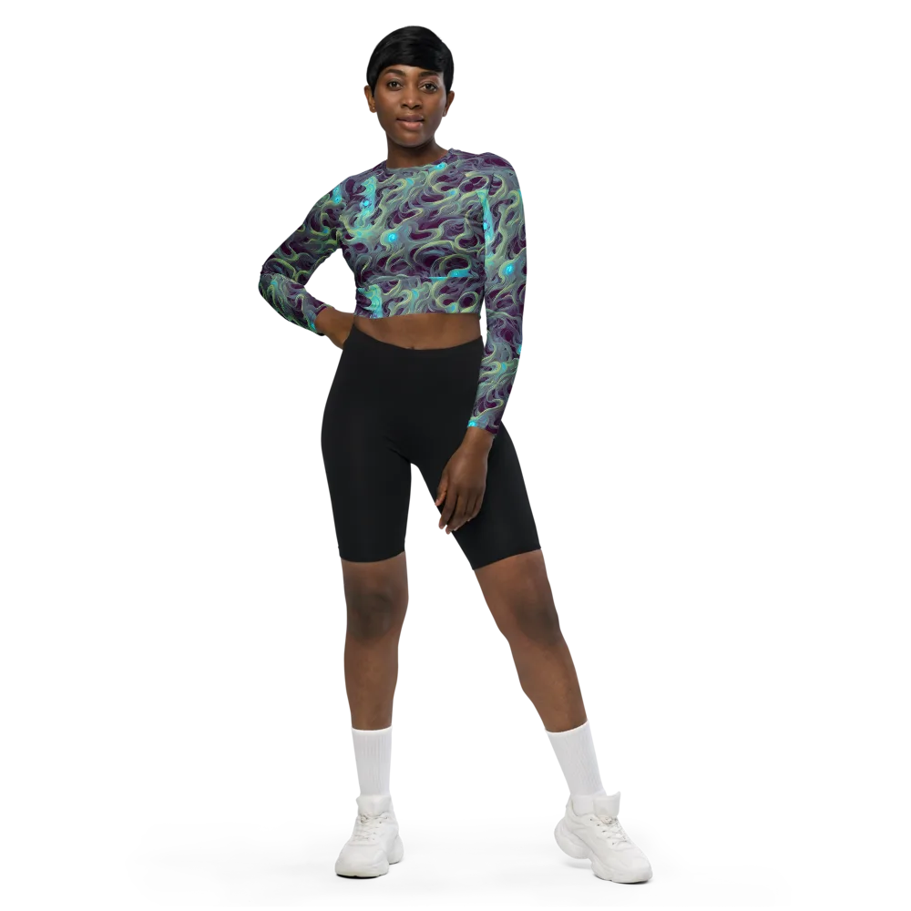 Aqua Apparition on Long Sleeve Crop Top — Front