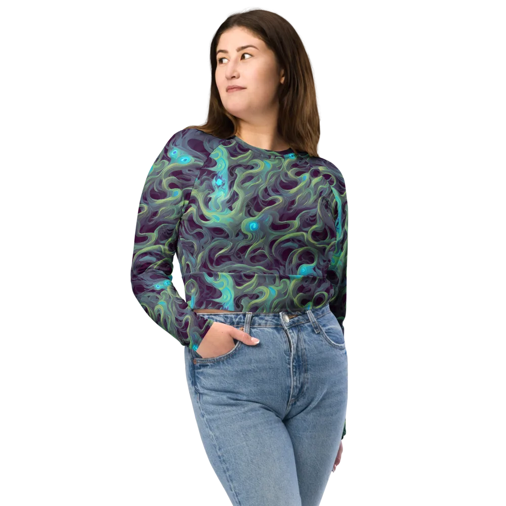 Aqua Apparition on Long Sleeve Crop Top — Front