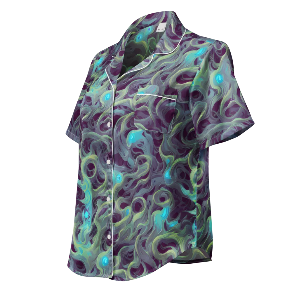 Aqua Apparition on Women's Short Sleeve Pajama Top — Left Front