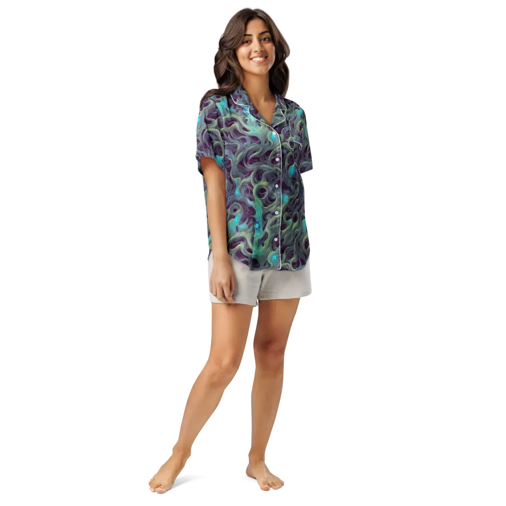 Aqua Apparition on Women's Short Sleeve Pajama Top — Front