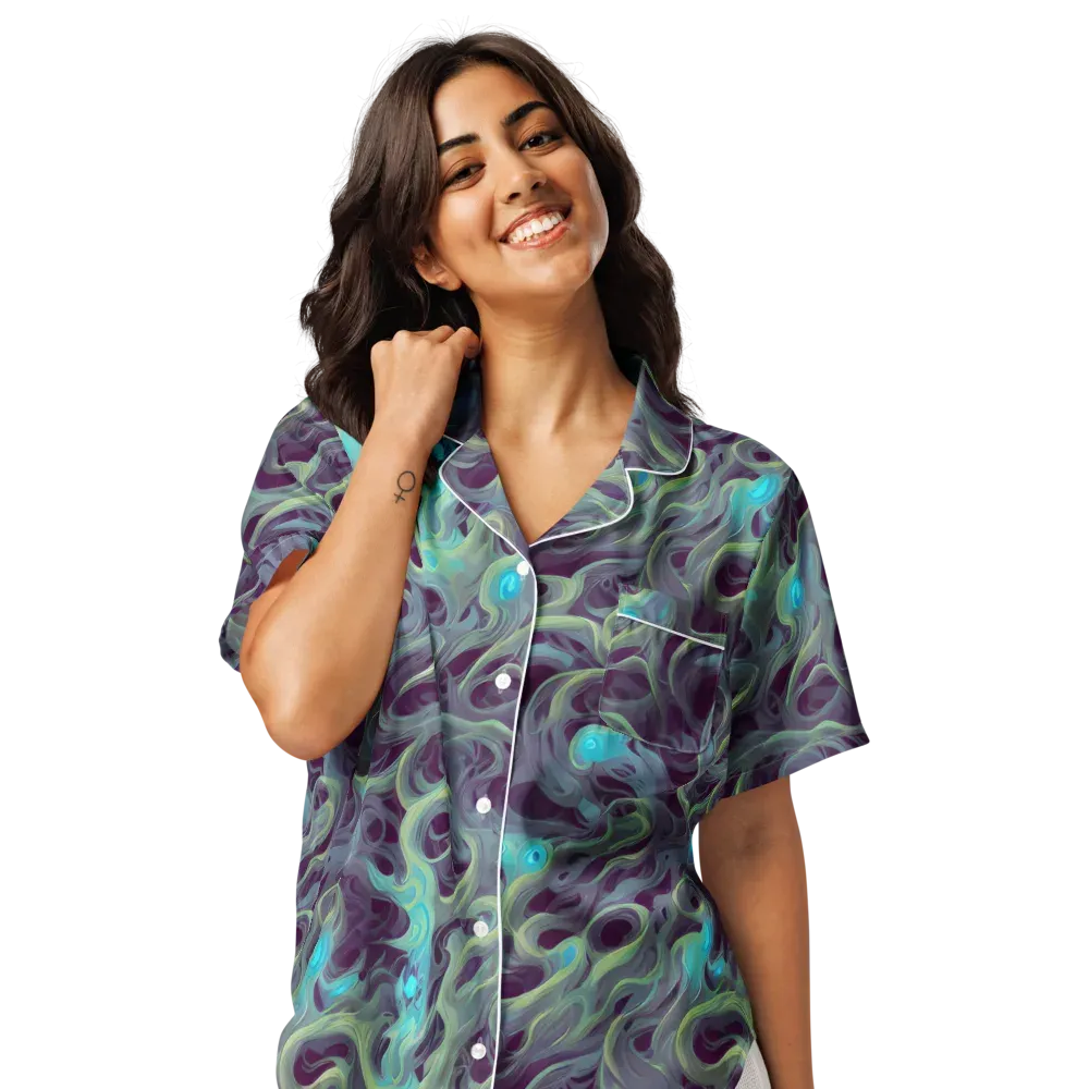 Aqua Apparition on Women's Short Sleeve Pajama Top — Front