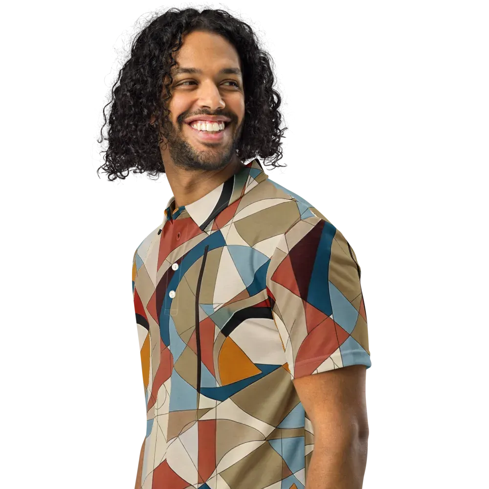 Chromatic Bauhaus on Men's Slim Fit Polo Shirt — Left Front