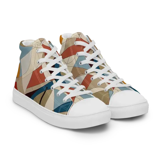 Chromatic Bauhaus on a Men's High Top Canvas Shoes
