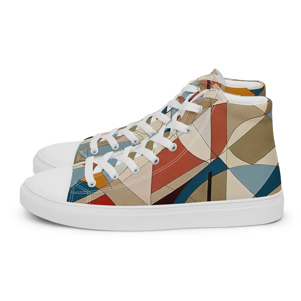 Chromatic Bauhaus on Men's High Top Canvas Shoes — Left