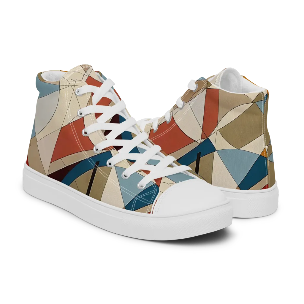 Chromatic Bauhaus on Men's High Top Canvas Shoes — Right
