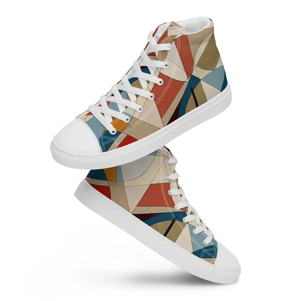 Chromatic Bauhaus on Men's High Top Canvas Shoes — Front