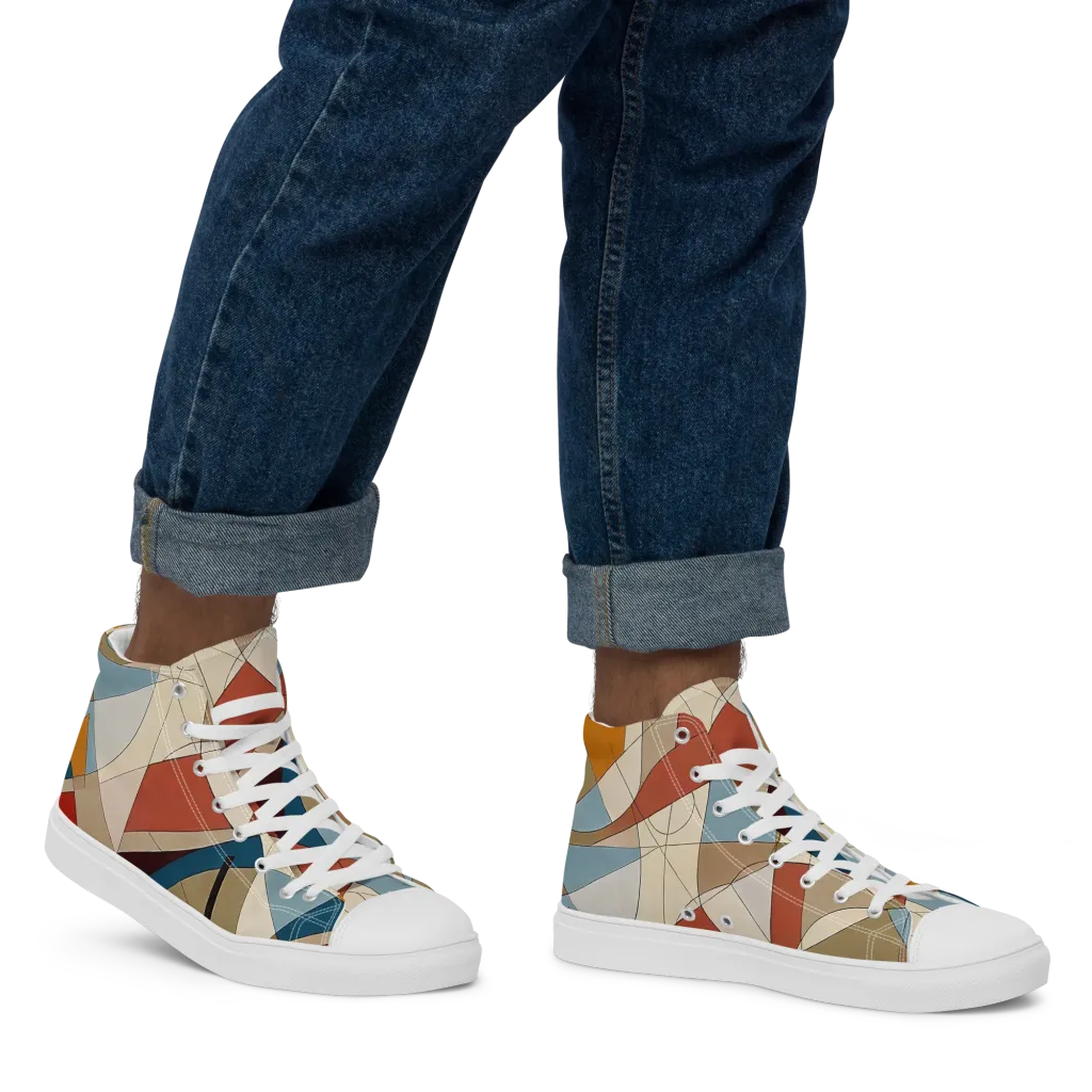 Chromatic Bauhaus on Men's High Top Canvas Shoes — Right