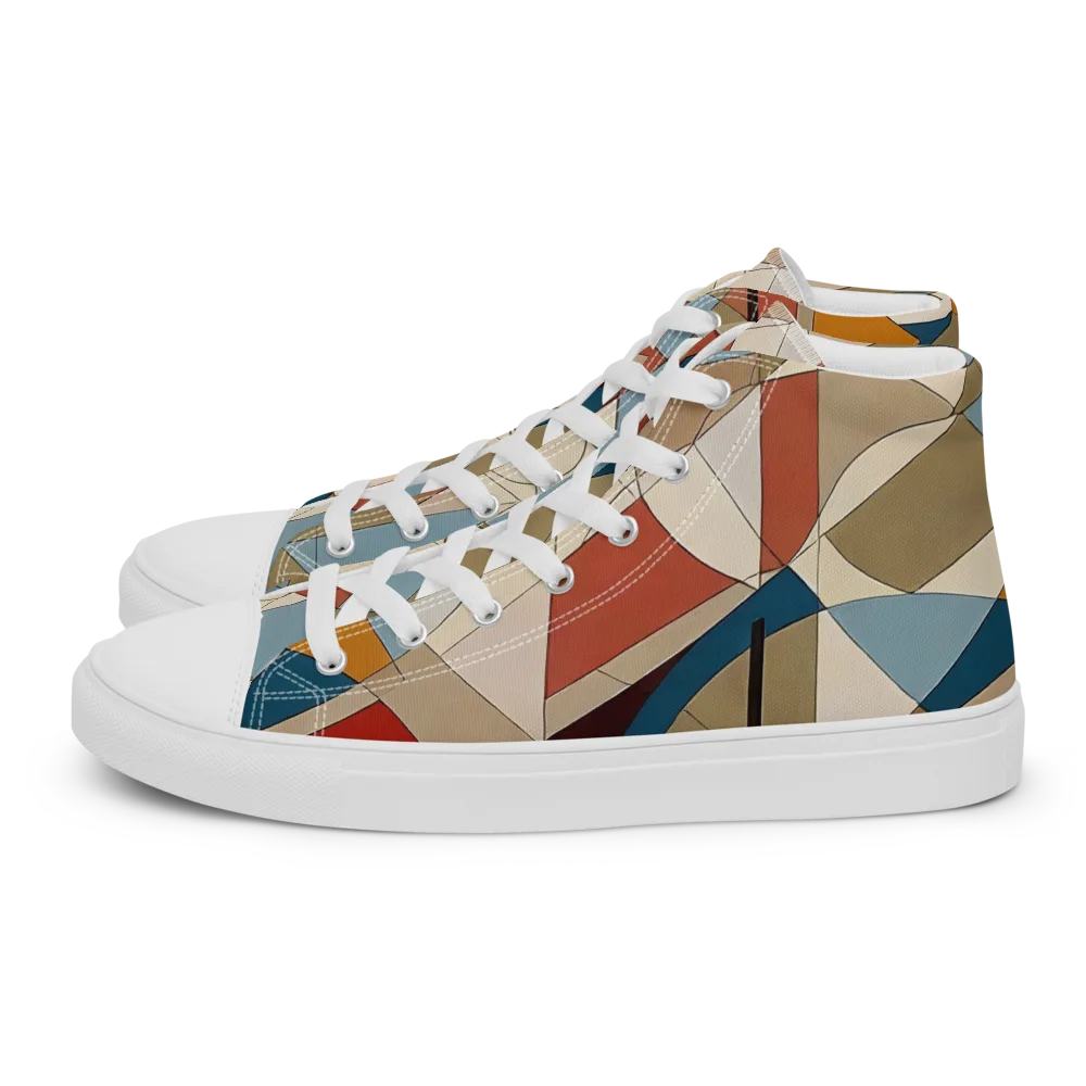 Chromatic Bauhaus on Women's High Top Canvas Shoes — Left