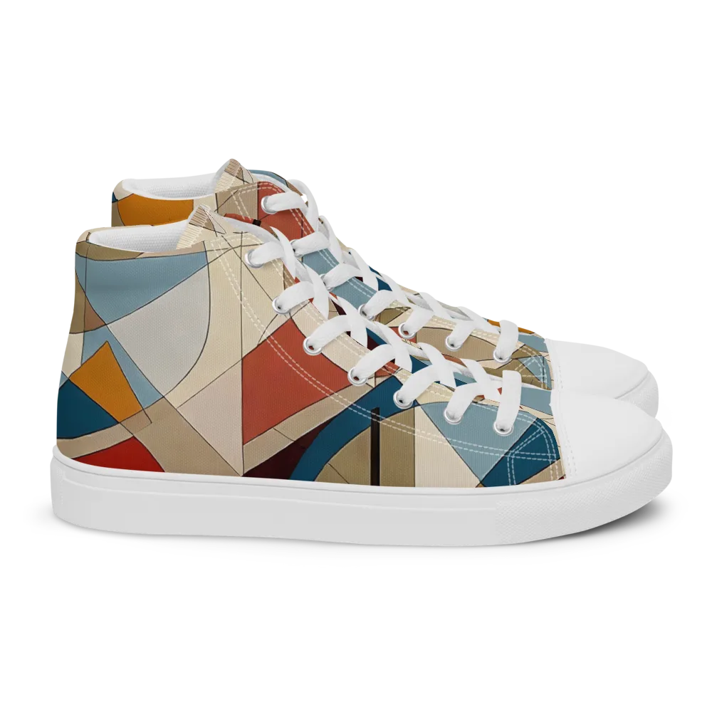 Chromatic Bauhaus on Women's High Top Canvas Shoes — Right