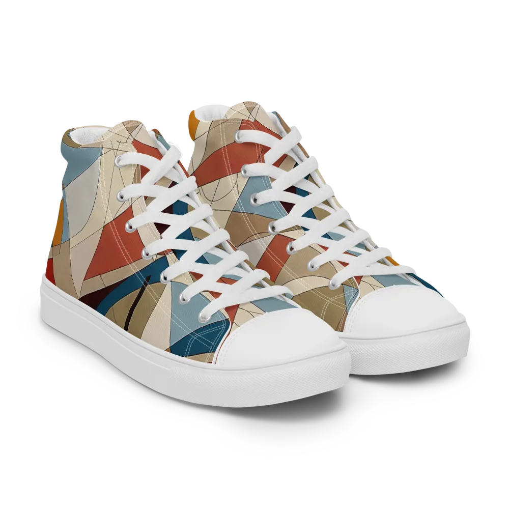 Chromatic Bauhaus on Women's High Top Canvas Shoes — Right Front