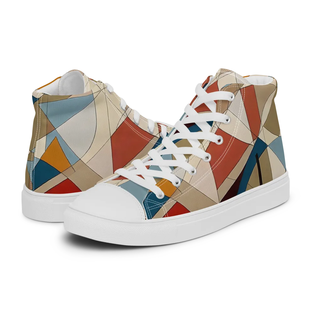 Chromatic Bauhaus on Women's High Top Canvas Shoes — Left