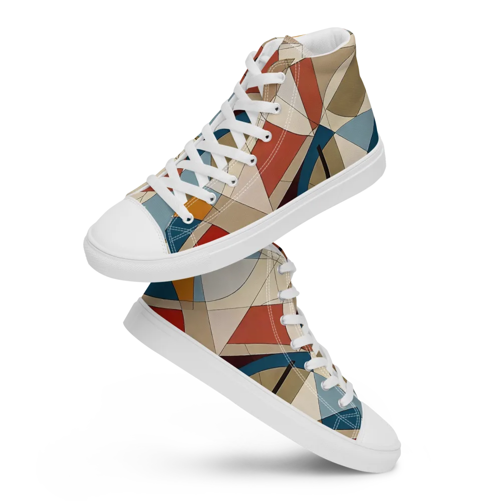 Chromatic Bauhaus on Women's High Top Canvas Shoes — Front