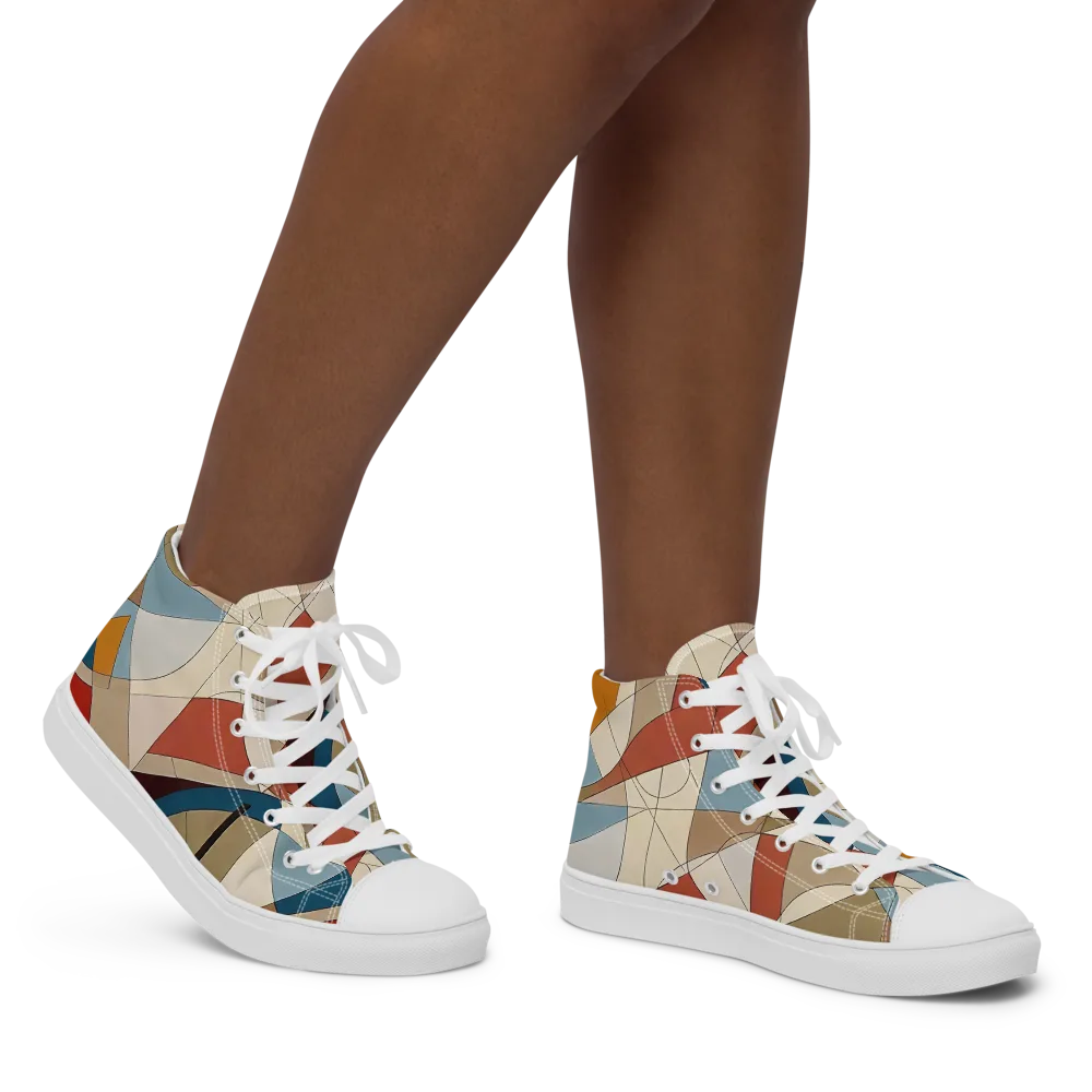 Chromatic Bauhaus on Women's High Top Canvas Shoes — Right