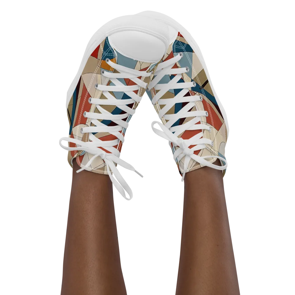 Chromatic Bauhaus on Women's High Top Canvas Shoes — Front
