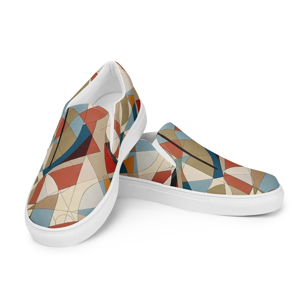 Chromatic Bauhaus on Men's Slip-On Canvas Shoes — Left Front