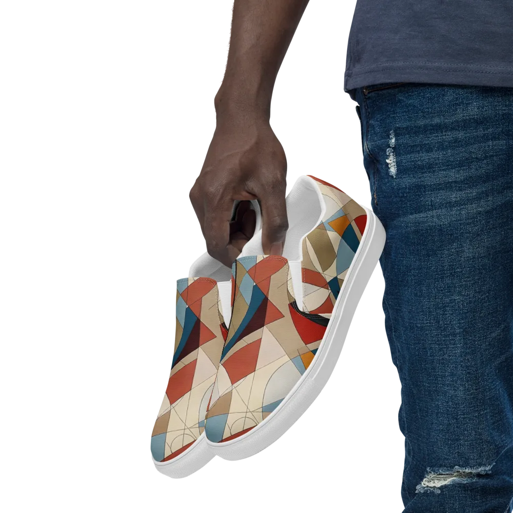 Chromatic Bauhaus on Men's Slip-On Canvas Shoes — Left Front