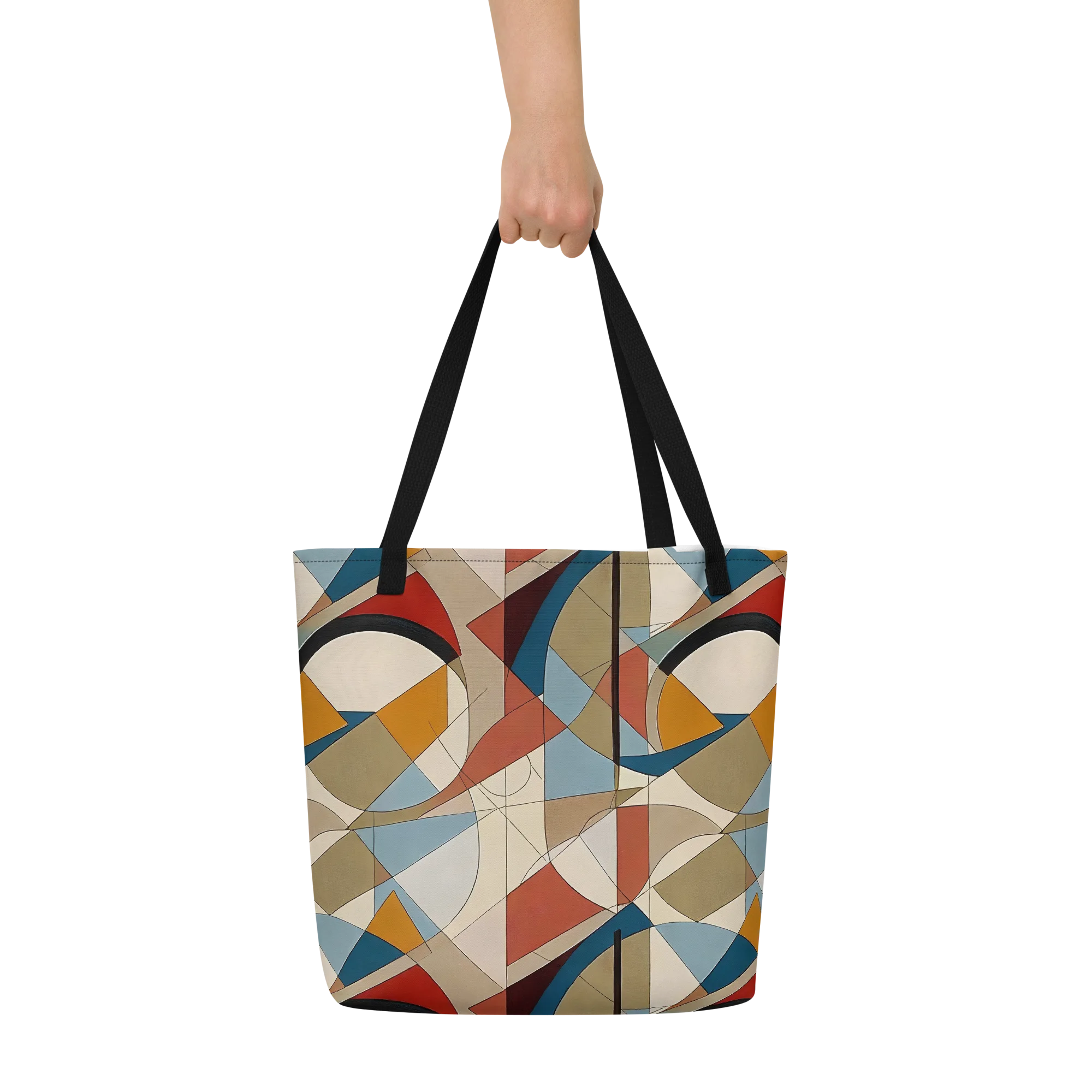 Chromatic Bauhaus on Large Tote Bag W/ Pocket — Front
