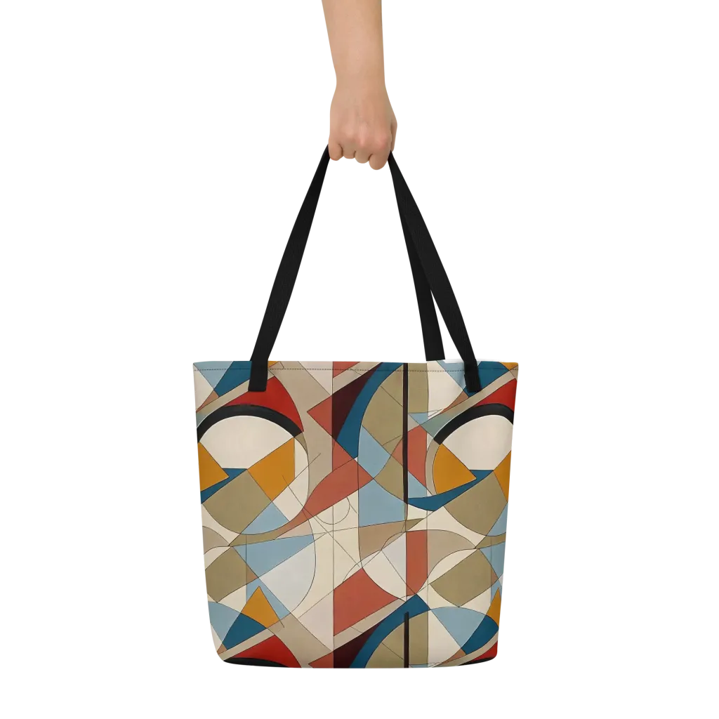 Chromatic Bauhaus on Large Tote Bag W/ Pocket — Front
