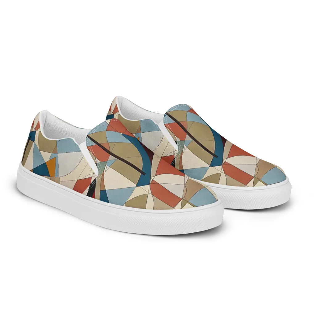 Chromatic Bauhaus on Women's Slip-On Canvas Shoes — Right Front