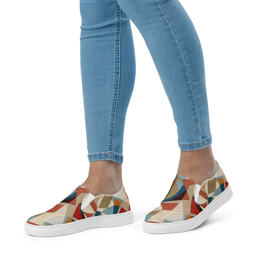 Chromatic Bauhaus on Women's Slip-On Canvas Shoes — Front