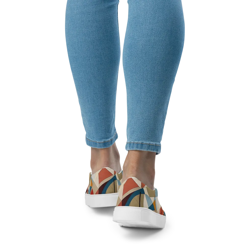 Chromatic Bauhaus on Women's Slip-On Canvas Shoes — Back