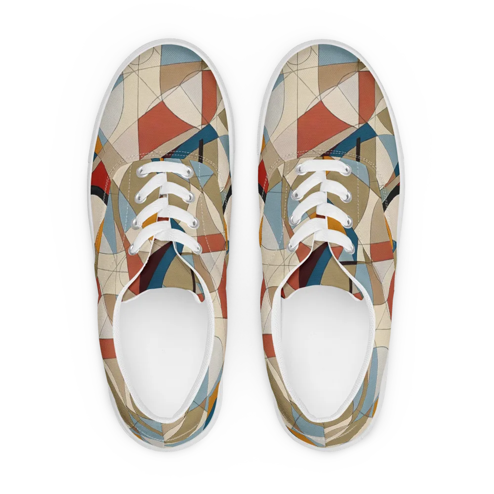 Chromatic Bauhaus on Men's Lace-Up Canvas Shoes — Front
