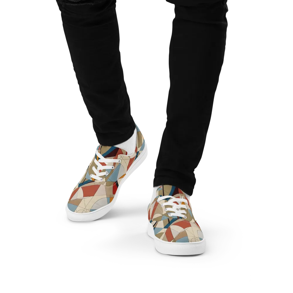 Chromatic Bauhaus on Men's Lace-Up Canvas Shoes — Front