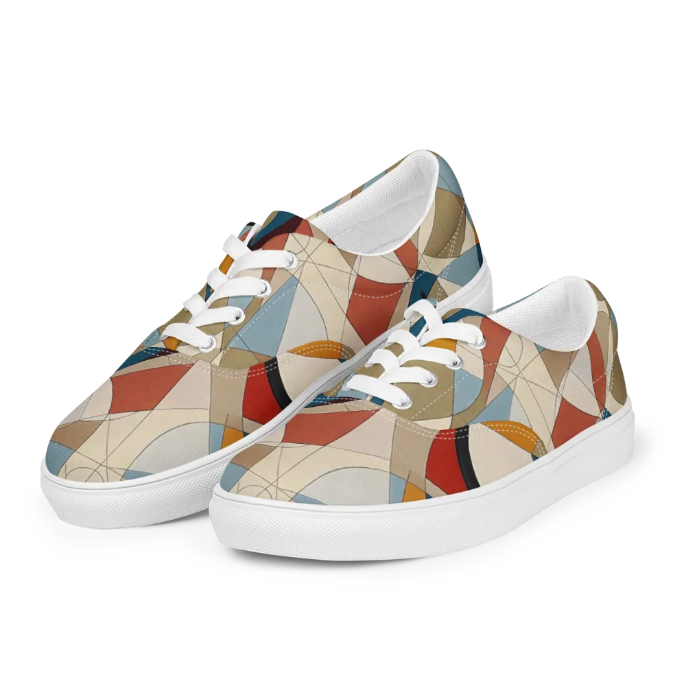 Chromatic Bauhaus on Men's Lace-Up Canvas Shoes — Left Front