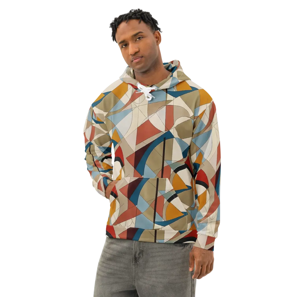 Chromatic Bauhaus on Cotton Hoodie — Left Front