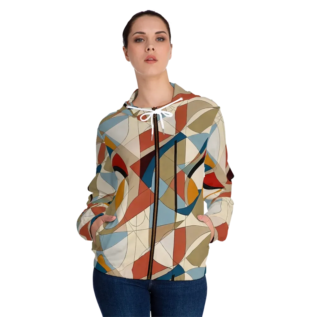 Chromatic Bauhaus on Women's Full-Zip Hoodie — Front On Person