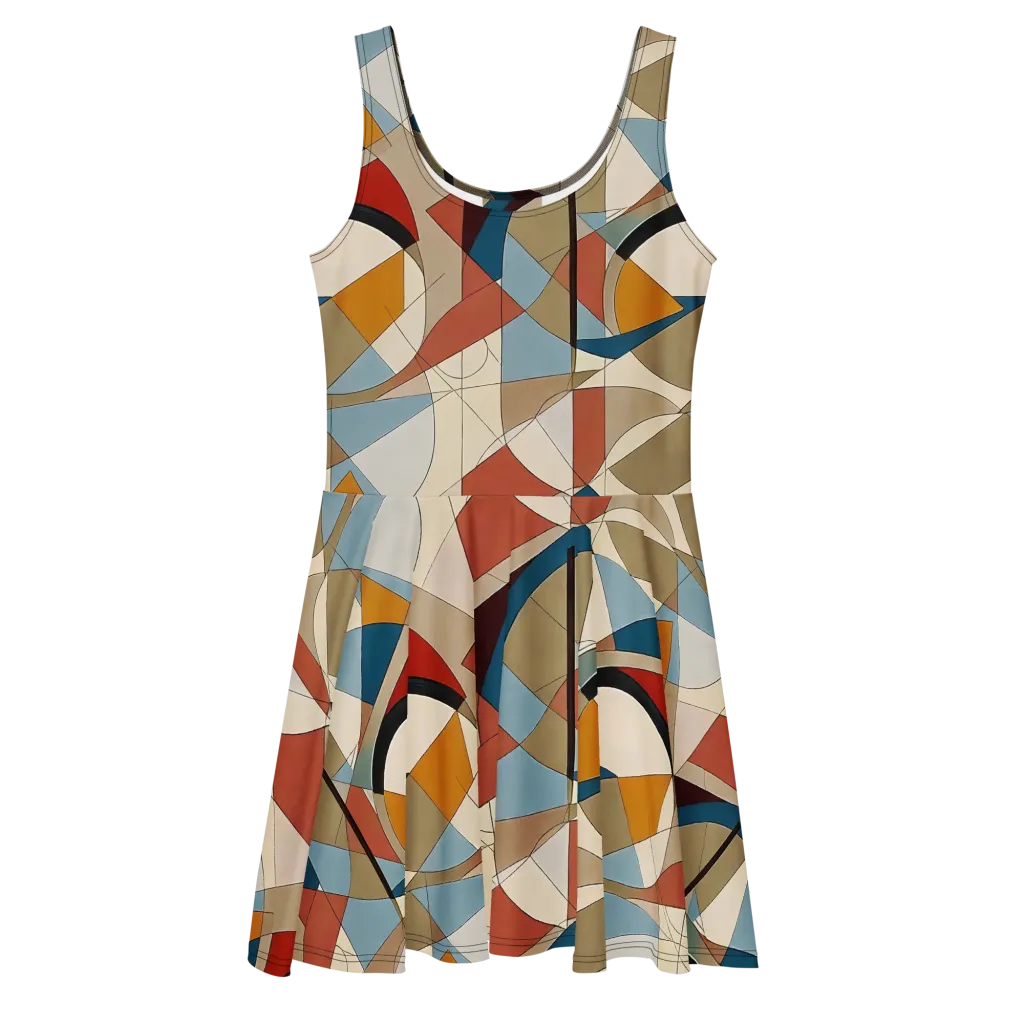 Chromatic Bauhaus on Skater Dress — Front