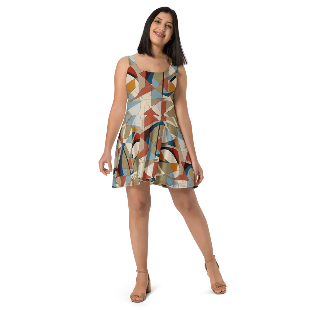 Chromatic Bauhaus on Skater Dress — Front