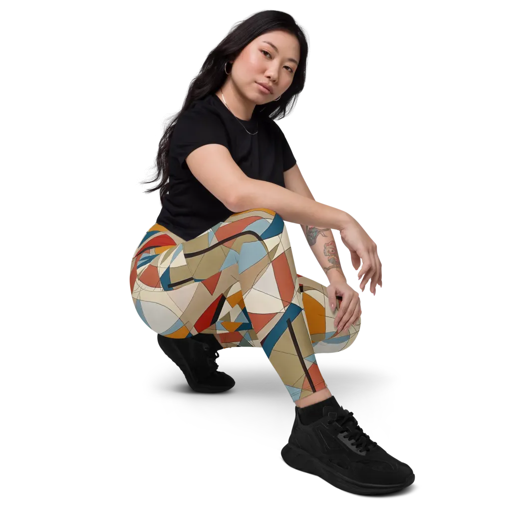Chromatic Bauhaus on Leggings with Pockets — Right Front