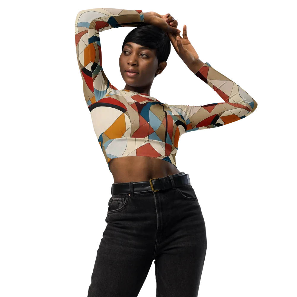 Chromatic Bauhaus on Long Sleeve Crop Top — Front