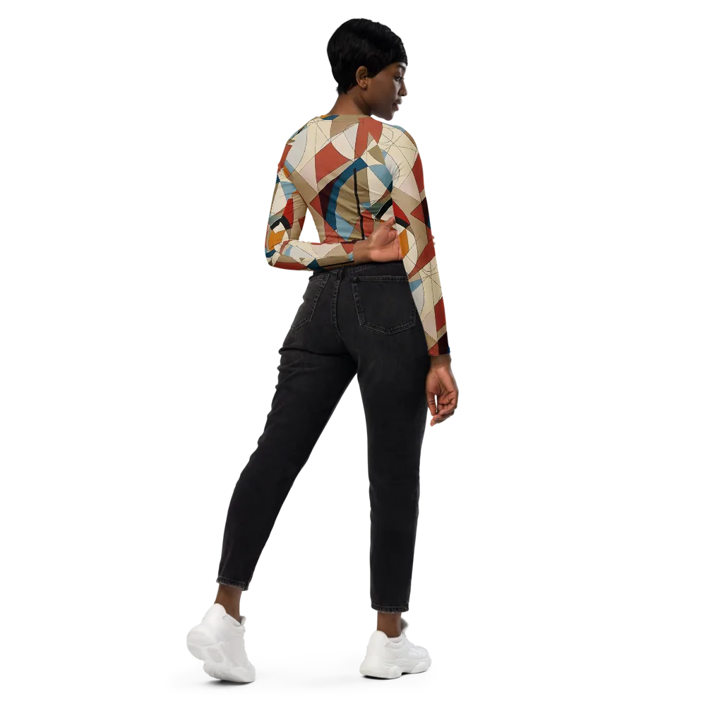 Chromatic Bauhaus on Long Sleeve Crop Top — Right Back