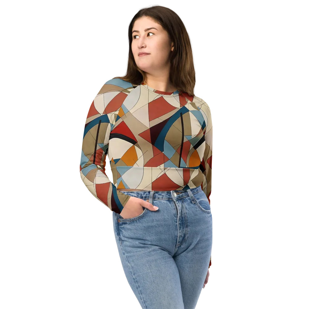 Chromatic Bauhaus on Long Sleeve Crop Top — Front
