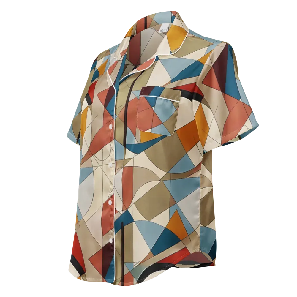 Chromatic Bauhaus on Women's Short Sleeve Pajama Top — Left Front
