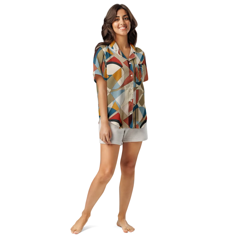 Chromatic Bauhaus on Women's Short Sleeve Pajama Top — Front