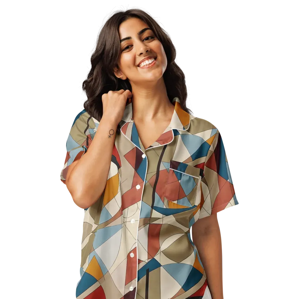 Chromatic Bauhaus on Women's Short Sleeve Pajama Top — Front