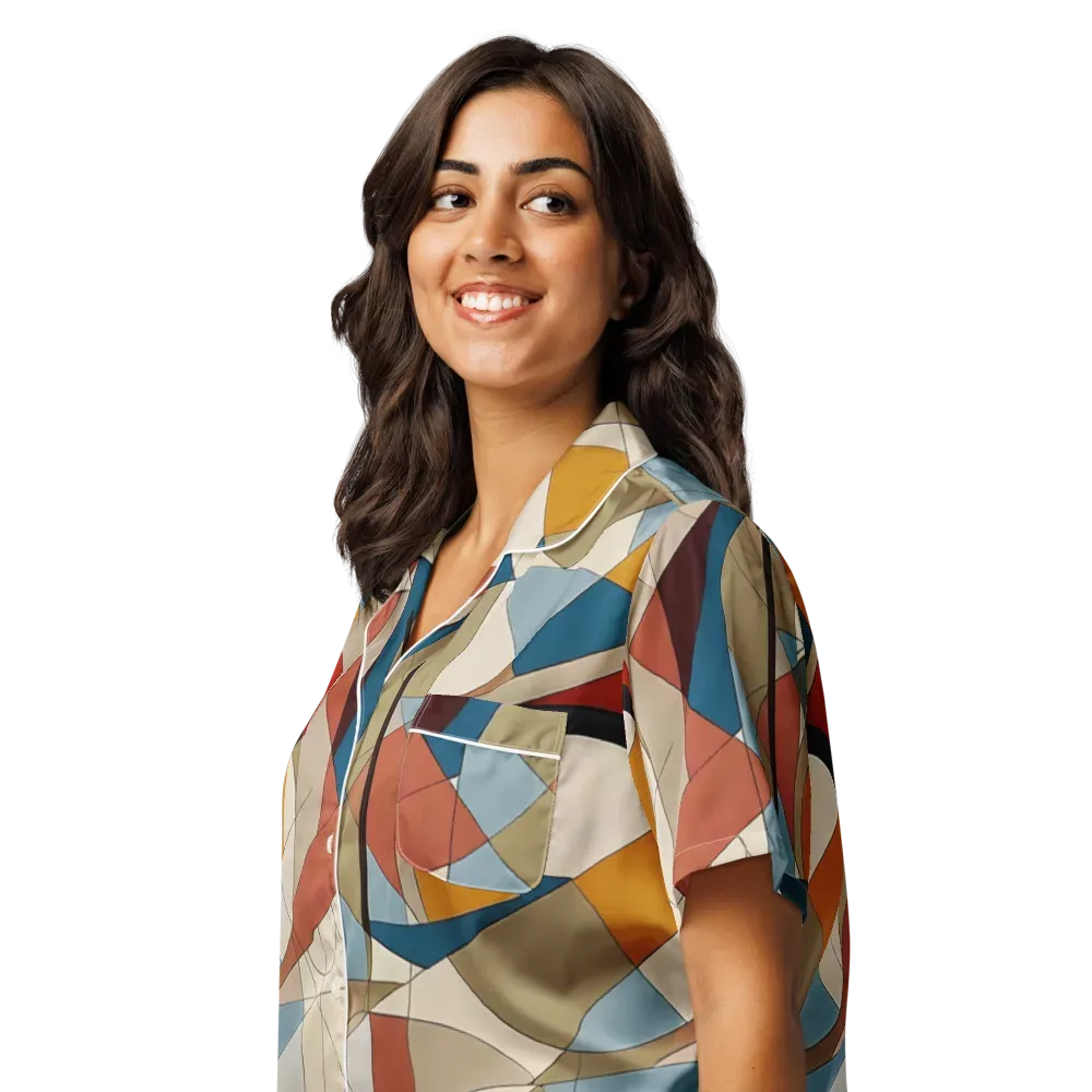 Chromatic Bauhaus on Women's Short Sleeve Pajama Top — Left Front