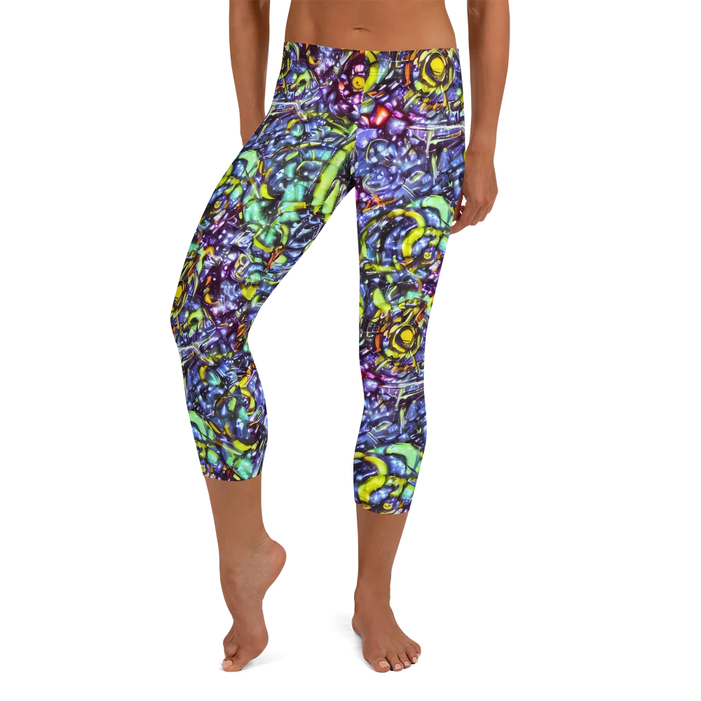 Vivid Whirlpool on Capri Leggings — Front