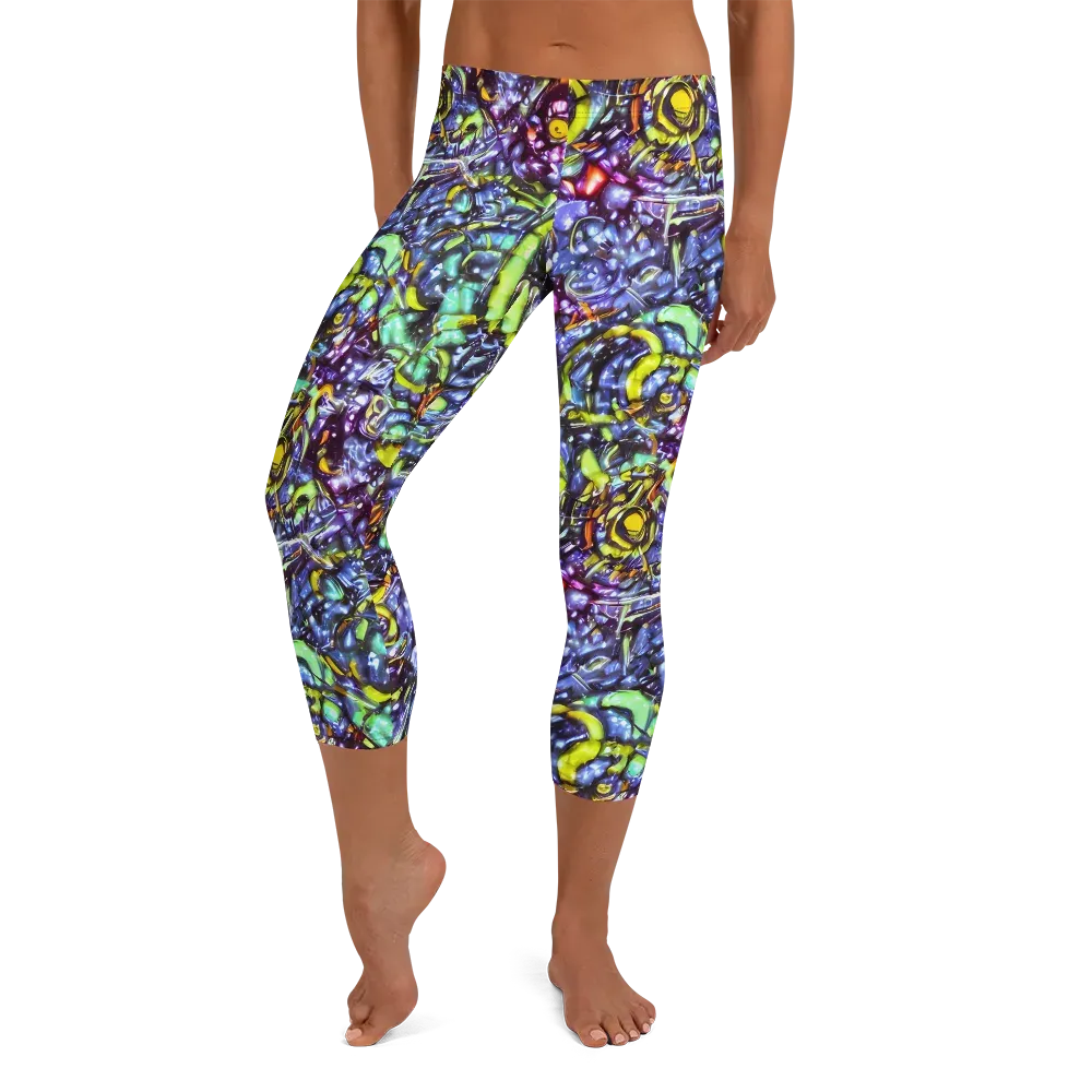 Vivid Whirlpool on Capri Leggings — Front